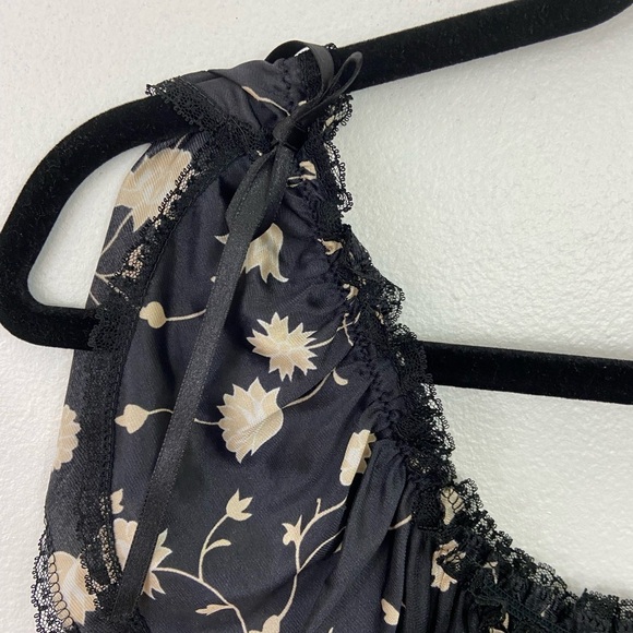 Vintage Black Lace Maxi Slip Dress Nightgown Boudoir Trad Sheer Floral Lace M - Picture 3 of 11